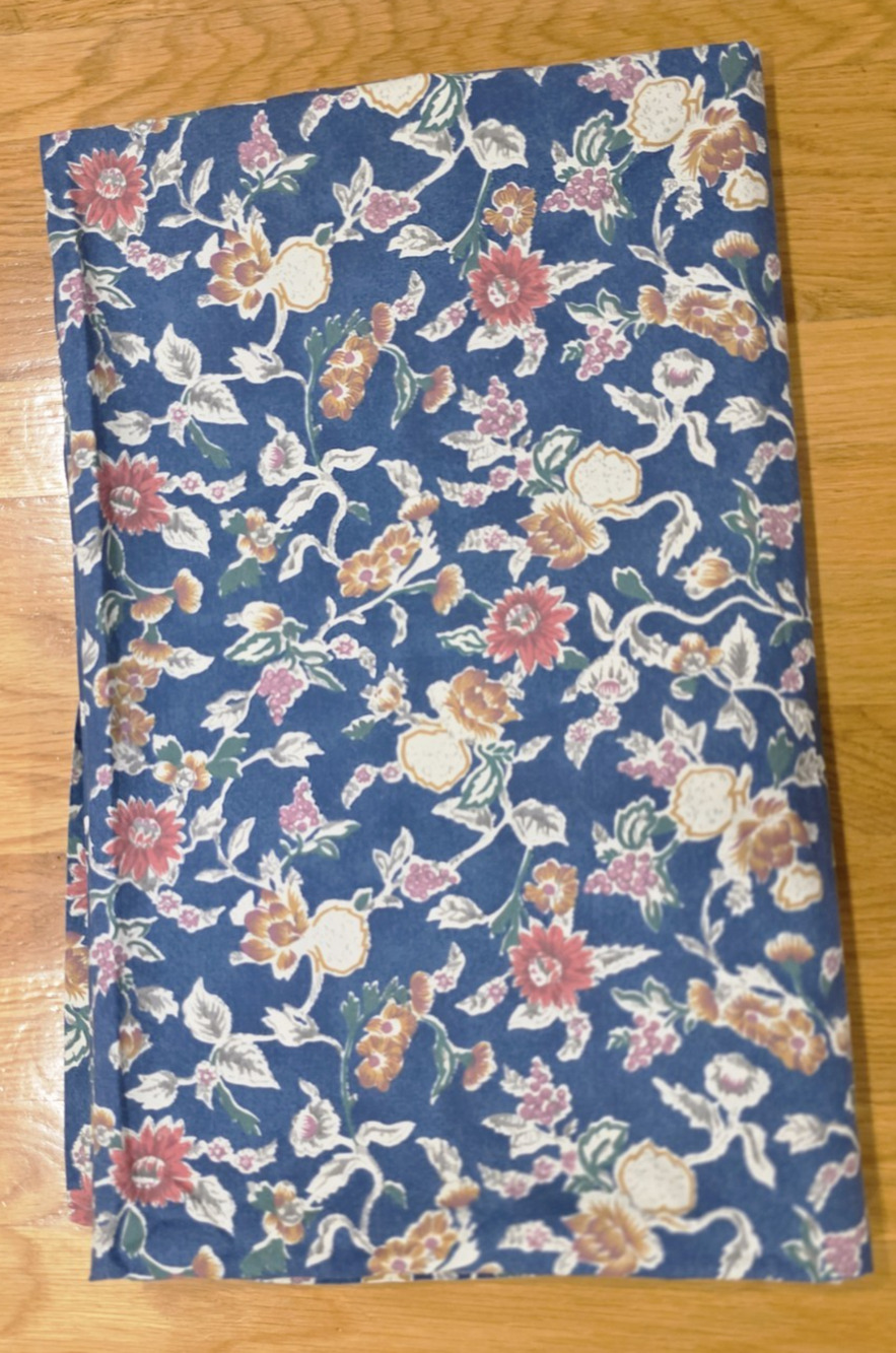 Ralph Lauren Jardin Blue Full Flat Sheet Navy Florals Cotton USA Grandmillennial